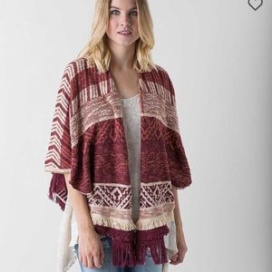 Buckle Gimmicks Jacquard Fringe Boho Cardigan
